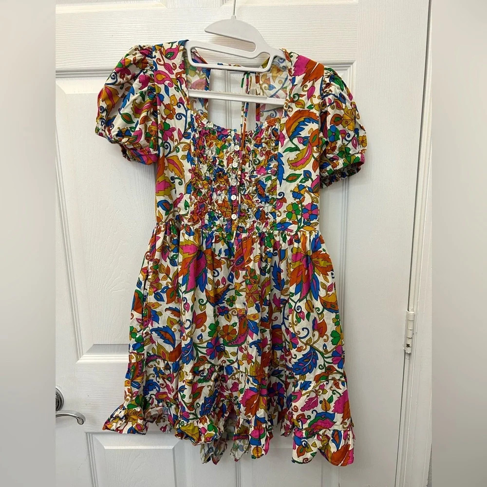 ! HOUSE OF HARLOW Puff Sleeve Smocked Tiered Ruffle Paisley-Floral small - Picture 3 of 6